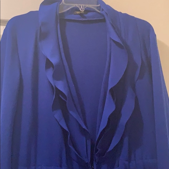 Royal blue dressy jacket with ruffles - Picture 2 of 8